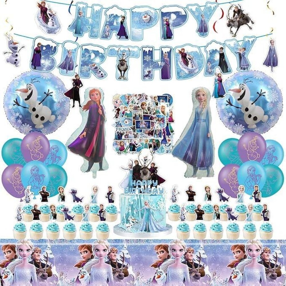 Vibrant Frozen-Themed 102-Piece Party Decor Set for Unforgettable Celebrations